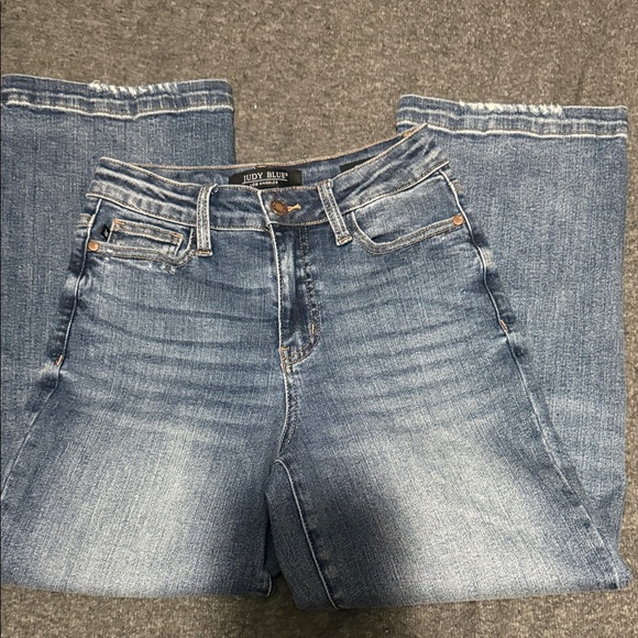 Judy Blue Los Angeles Distressed Wide Leg Jeans Sz 0/24 | Stretch High Rise - Picture 13 of 14